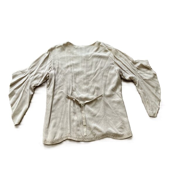 Easy Wear by Empress Maxi Skirt 2pc Set w/Bell Sleeve Blouse Embroidered Beige - Picture 10 of 13